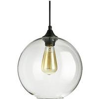 Sunlite 1 Light (Medium Screw Base) Matte Black Clear Glass Sphere Pendant Light Fixture