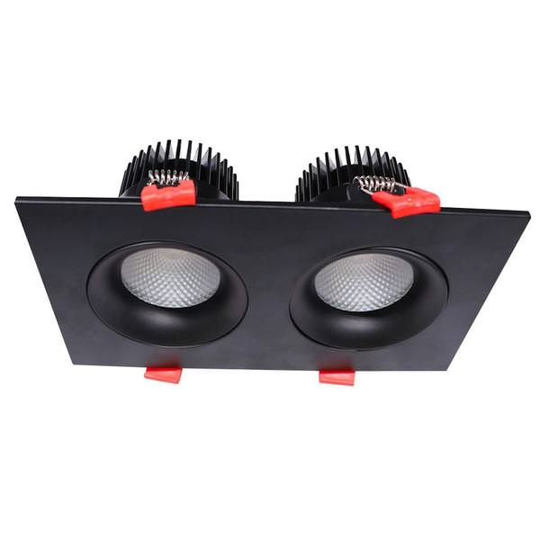 7.9" 24 watt 120 volt CCT Selectable Round Gimbal Black Square LED Recessed Downlight