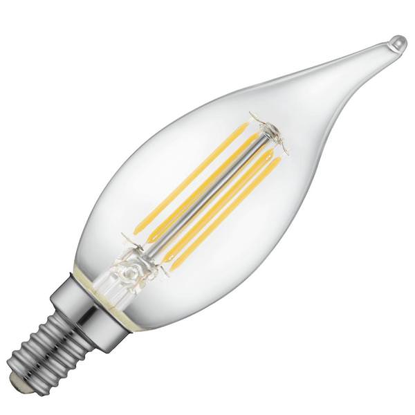 4 watt 120 volt F11 Candelabra Screw Base 2400K Warm White Clear Dimmable LED