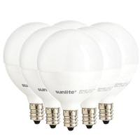 Sunlite 5 watt 120 volt G16.5 Candelabra Screw Base 2700K Warm White Dimmable LED(6 Pack)