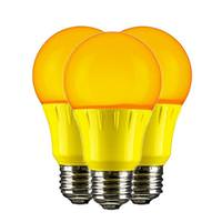 Sunlite 3 watt 120 volt A19 Medium Screw Base Yellow Non-Dimmable LED (3 Pack)