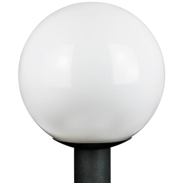 1 Lamp Medium Screw Black White Globe Post Top Fixture