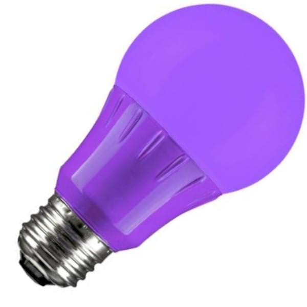3 watt 120 volt A19 Medium Screw Base Purple LED