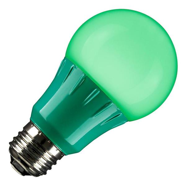 3 watt 120 volt A19 Medium Screw Base Green LED