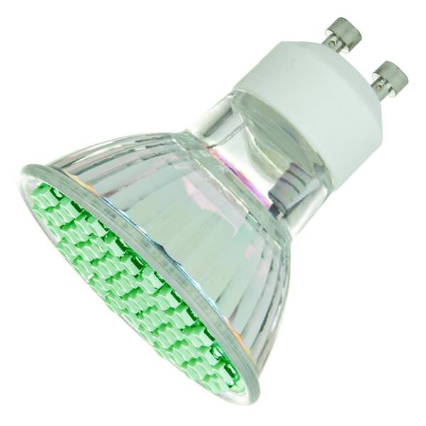 2.8 watt 120 volt MR16 Twist and Lock (GU10) Base Green LED Flood
