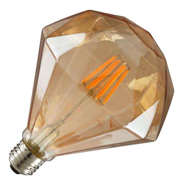6 watt 120 volt Flat Diamond Medium Screw Base 2200K Amber LED
