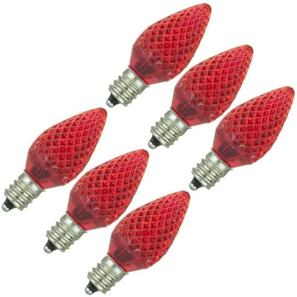 0.4 watt 120 volt C7 Candelabra Screw Base Red LED (6 pack)