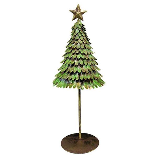 14" Rustic Green Scalloped Tree with Star