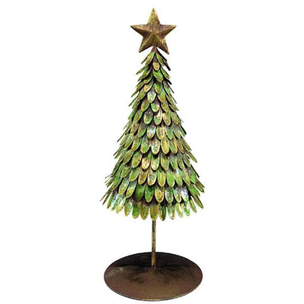 14" Rustic Green Scalloped Tree with Star