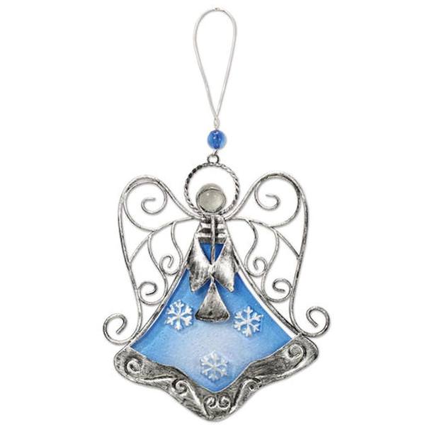 10" Angel Metal and Glass Ornament