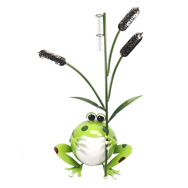 Green Frog Rain Gauge Garden Stake