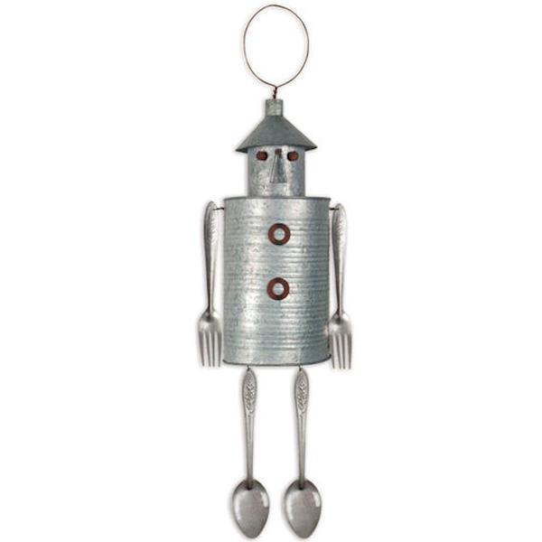 26" Silver Tin Man Hanging Buddy Figurine