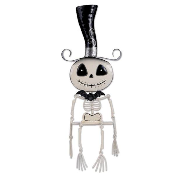 12" White Happy Skeleton Shelf Sitter