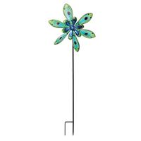 View 38" Peacock Pinwheel Wind Spinner