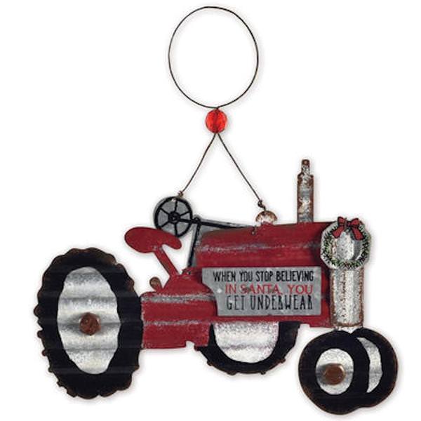 7" Red Tractor Ornament 