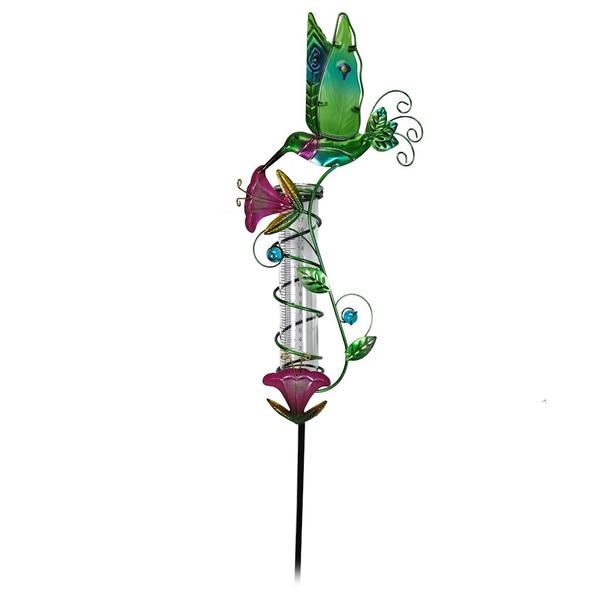 Hummingbird Rain Gauge Garden Stake