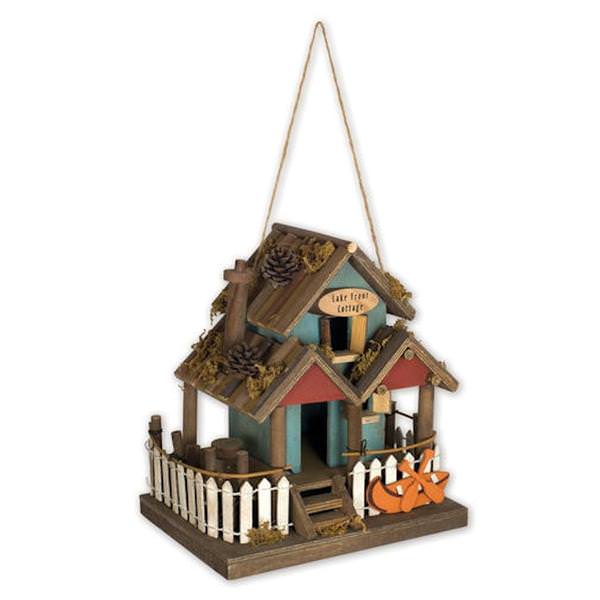 9" Brown Lake Front Cottage Bird House