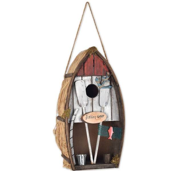 10.2" Multi-Color Row Boat Bird House