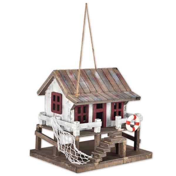9" White Beach Home Bird House