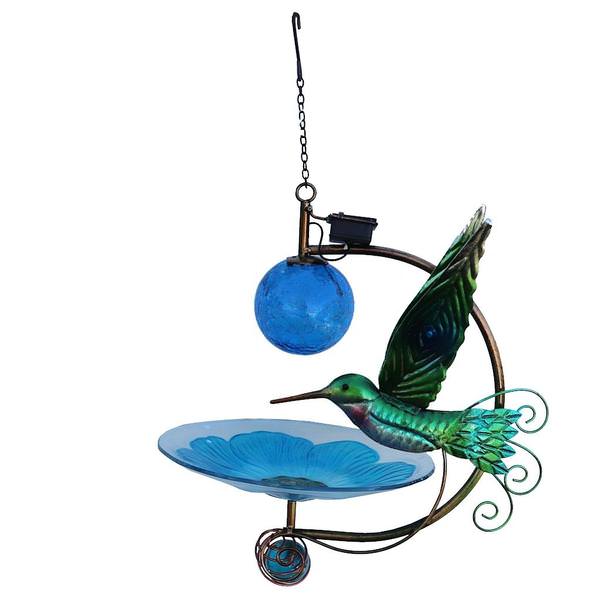 21" Solar Hummingbird Blue Birdfeeder