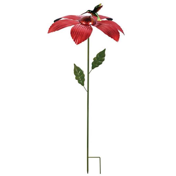 52" Coral Flower with Hummingbird Wind Spinner