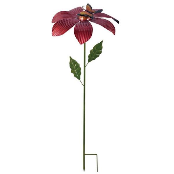 52" Red Flower with Butterfly Wind Spinner