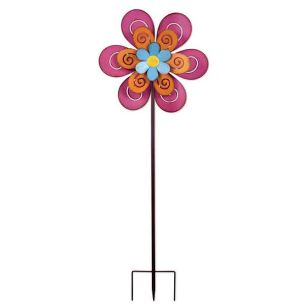 55" Flower Pink/Orange Wind Spinner