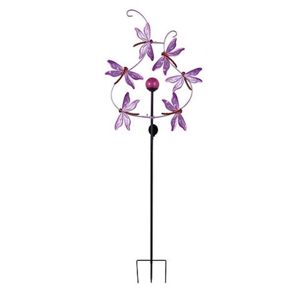 81" Purple Dragonfly Hanging Solar Wind Spinner