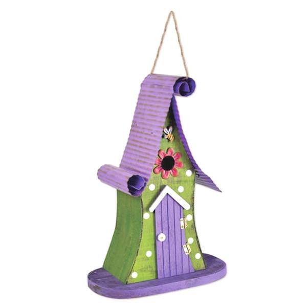 12.5" Purple/Green Bird House