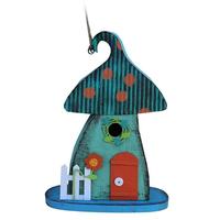 View 13.5" Blue Mushroom Bird House