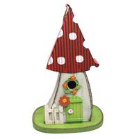 View 13.5" Red Mushroom Bird House