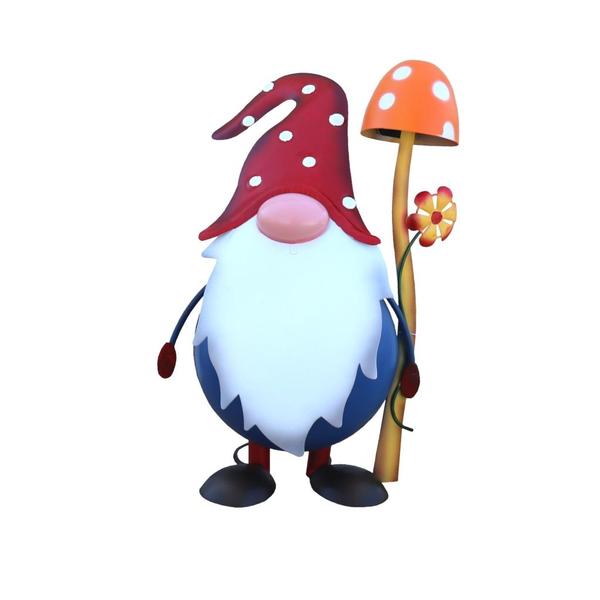 16.5" Solar Red Hat Gnome Porch Sitter