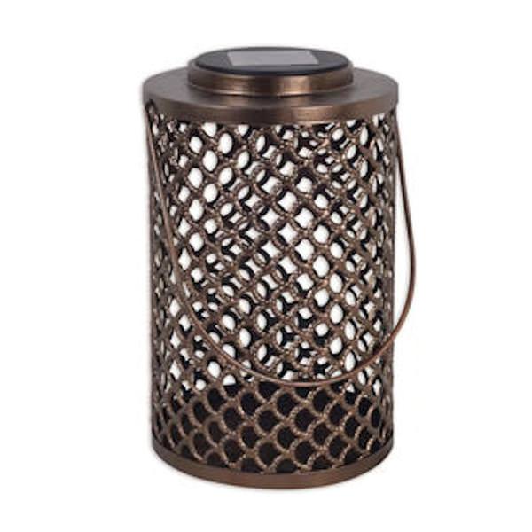 8.6" Bronze Moroccan Lattice Solar Lantern