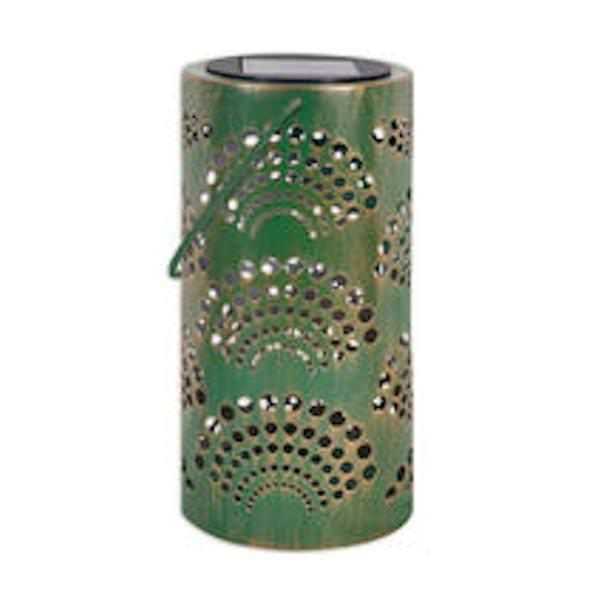 9.5" Green Ripple-dot Fan Solar Lantern