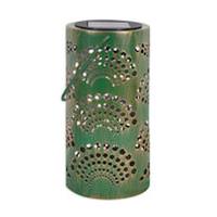 Sunset Vista Designs 9.5" Green Ripple-dot Fan Solar Lantern