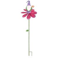 Sunset Vista Designs 46" Pink Flower with Purple Hat Gnome Wind Spinner