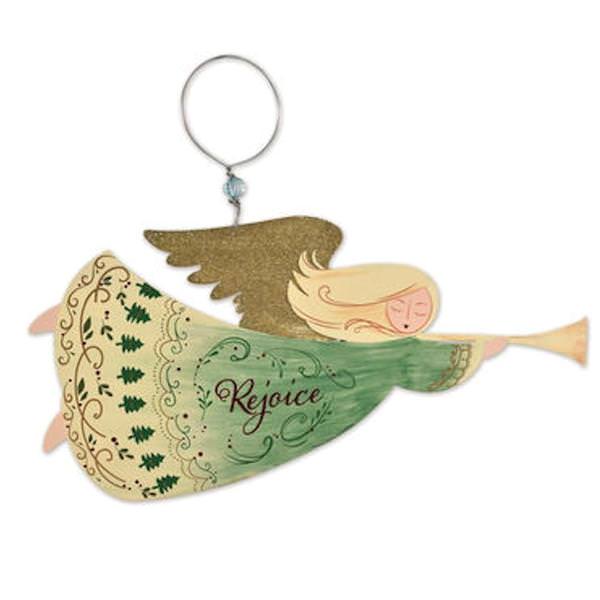 10.25" Rejoice Green Angel Ornament