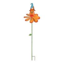 Sunset Vista Designs 47" Orange Flower with Blue Hat Gnome Wind Spinner