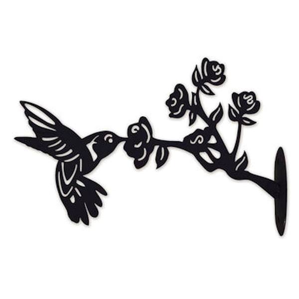9" Black Hummingbird Fence Post Décor