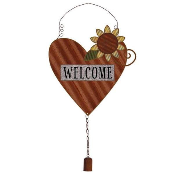 24" Rust Heart Dangler Garden Bell