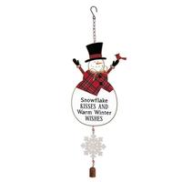 View 33" Red Plaid Snowman Garden Bell