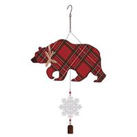 Sunset Vista Designs 28" Red Plaid Bear Garden Bell