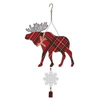 Sunset Vista Designs 30" Red Plaid Moose Garden Bell