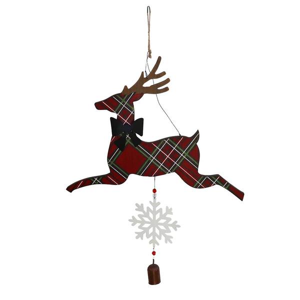 25" Red Plaid Deer Garden Bell