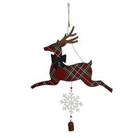 Sunset Vista Designs 25" Red Plaid Deer Garden Bell