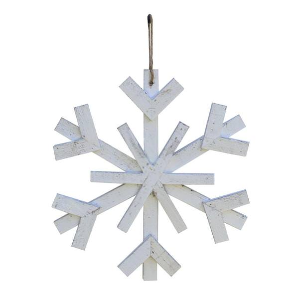 14" White Wood Snowflake Sunset Vista Designs Wall Decor
