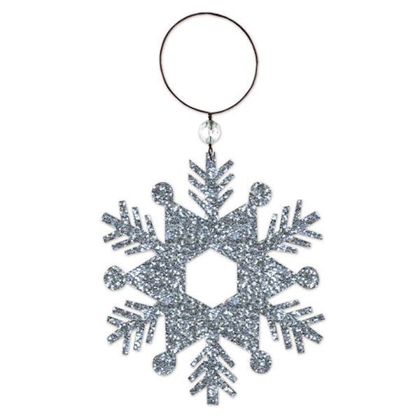 7.25" White Glitter Snowflake Ornament