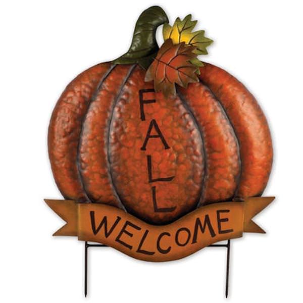 Welcome Pumpkin Sunset Vista Designs Fall Stake