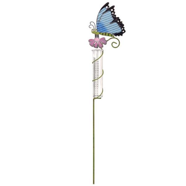 Blue Butterfly Rain Gauge Garden Stake