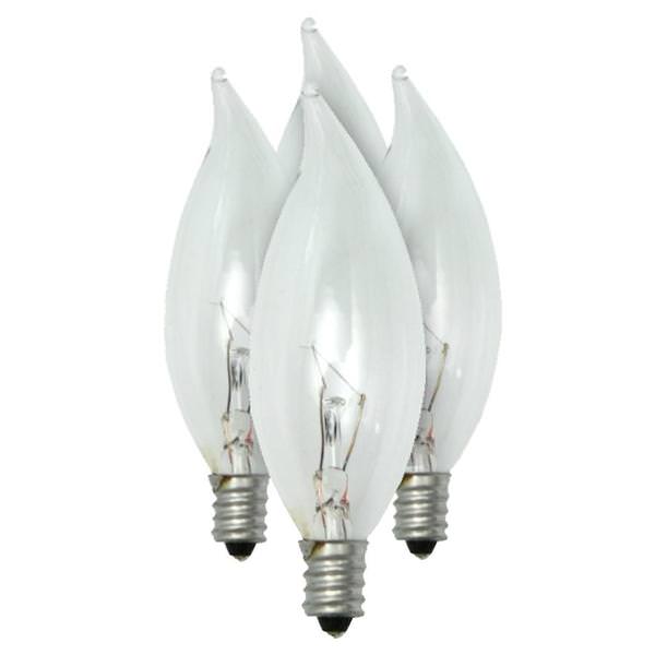 25 watt 120 volt B10 Candelabra Screw Base 2850K Warm White (4 Pack)